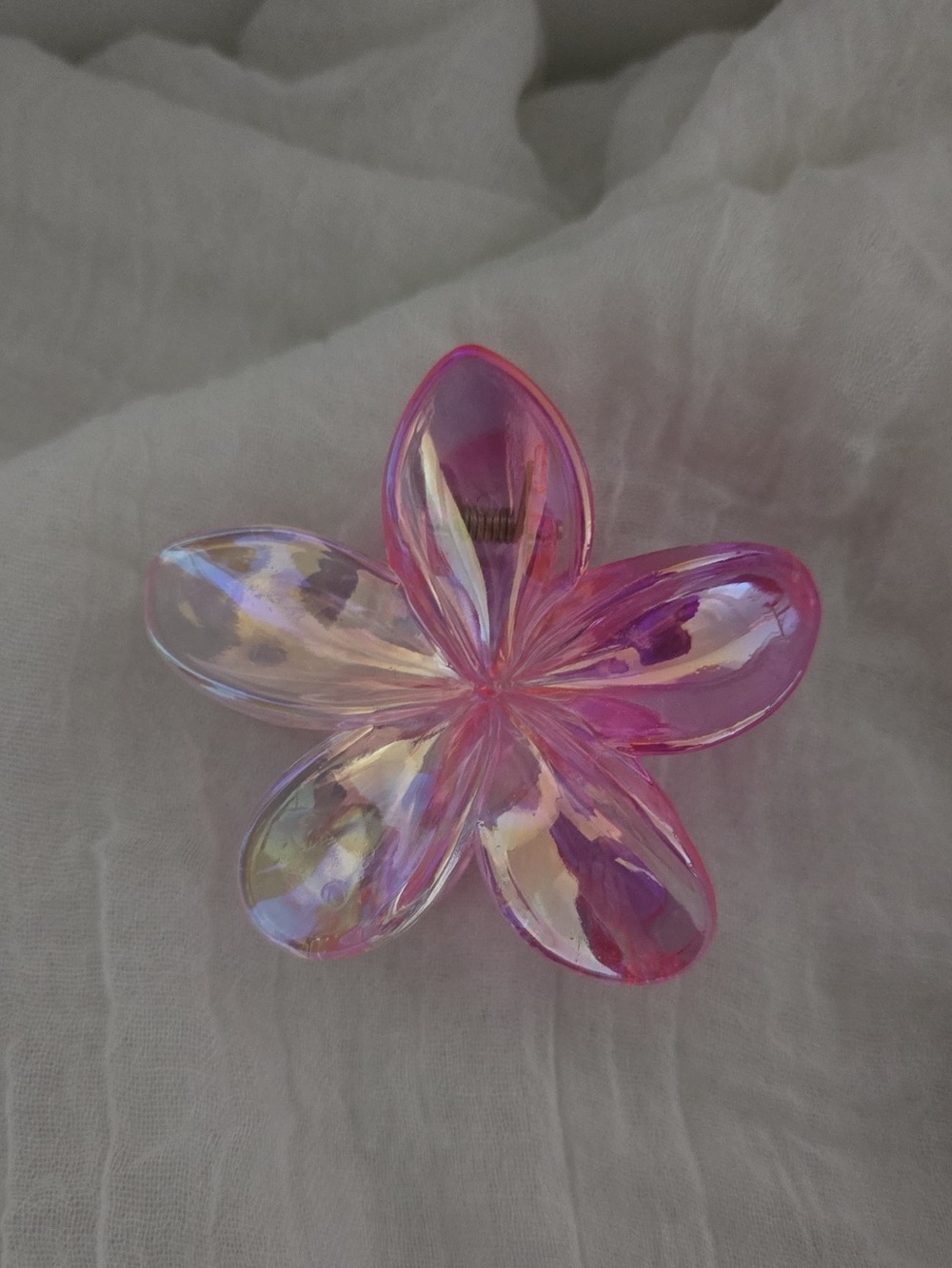 Iridescent Plumeria Flower Hair Claw Clip